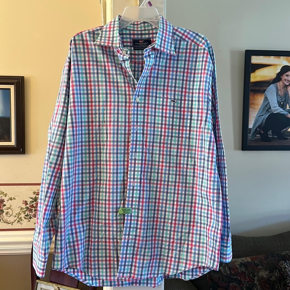 Vineyard Vines Classic Fit Tucker Shirt, 100% cotton, EUC